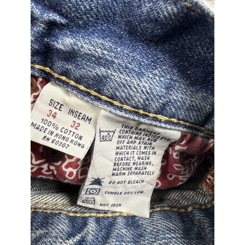 Unionbay Jeans Mens 34x32 Blue Denim Y2K Hong Kong Distressed Straight Leg - Picture 12 of 12